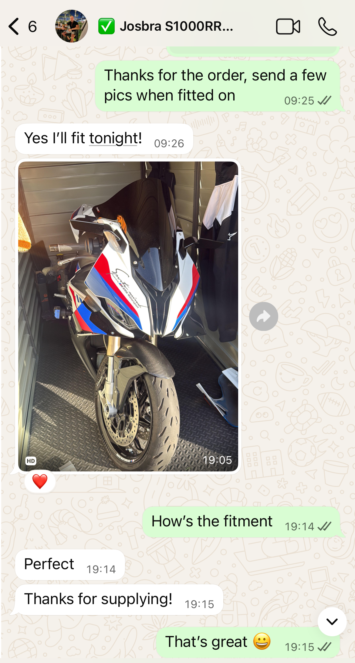 Customer WhatsApp screenshot 1