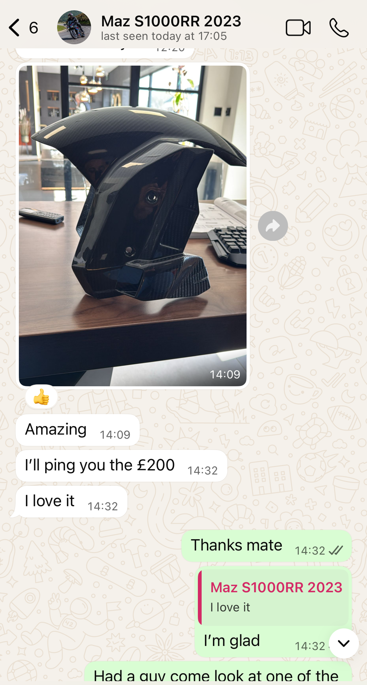 Customer WhatsApp screenshot 3